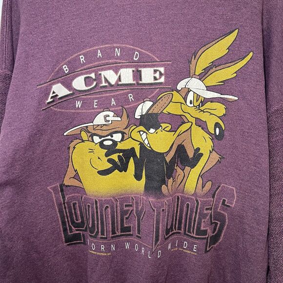 Vintage 1997 Looney Tunes Crew Neck Sweatshirt Mens Size XL HL Miller Tag Acme - Picture 2 of 9